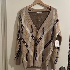 NWT oversized diamond plaid cardigan